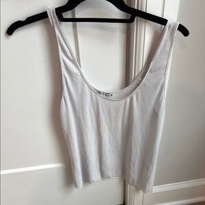 Zara White Fitted Crop Tank Top